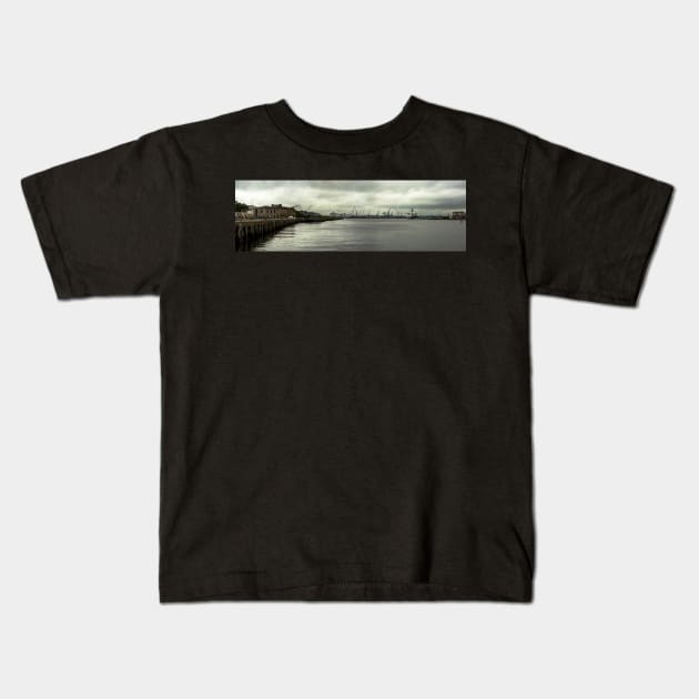 River Tyne Panoramic View From South Shields Kids T-Shirt by axp7884